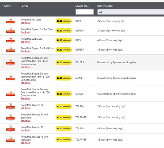 changes to valid tracking rate for Royal Mail stamps and