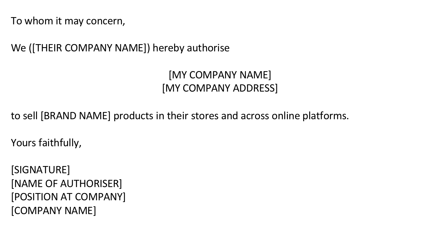 Amazon Letter Of Authorisation Template