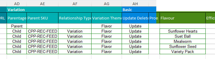 Problem Wrong Variant Unit Inventory Import - trying to create a variation